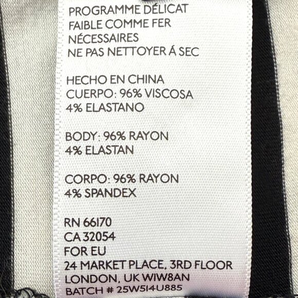 Button Back Striped Rayon Tank Women L Black White Cooperative - Picture 6 of 7